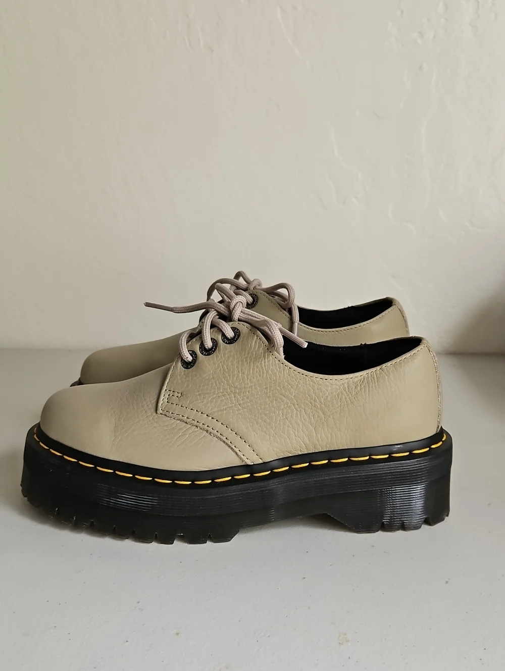 Dr. Martens  1461 II Pisa Leather Platform Shoes in VINTAGE TAUPE - New